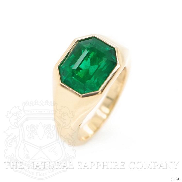 3.85 Ct. Emerald Men's Ring, 18K Yellow Gold