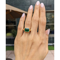 3.85 Ct. Emerald Men's Ring, 18K Yellow Gold Life Style
