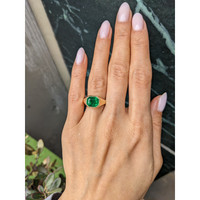 3.85 Ct. Emerald Men's Ring, 18K Yellow Gold Life Style