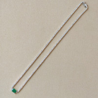 0.93 Ct. Emerald and Natural Diamond Tennis/Riviere Necklace, 14K White Gold Image
