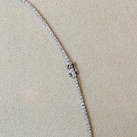 0.93 Ct. Emerald and Natural Diamond Tennis/Riviere Necklace, 14K White Gold Image