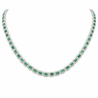 12.68 Ct. Emerald 14K White Gold necklace