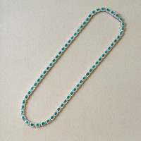 12.68 Ct. Emerald and Natural Diamond Pave Necklace, 14K White Gold Image