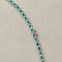 12.68 Ct. Emerald and Natural Diamond Pave Necklace, 14K White Gold Image