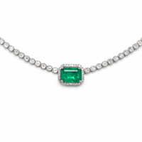 2.51 Ct. Emerald 14K White Gold necklace