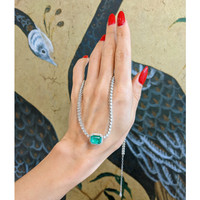 2.51 Ct. Emerald and Natural Diamond Pave Necklace, 14K White Gold Life Style