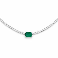 1.45 Ct. Emerald 14K White Gold necklace
