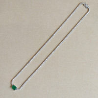 1.45 Ct. Emerald and Natural Diamond Tennis/Riviere Necklace, 14K White Gold Image