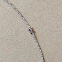 1.45 Ct. Emerald and Natural Diamond Tennis/Riviere Necklace, 14K White Gold Image