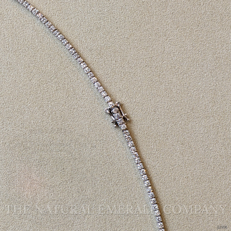 1.45 Ct. Emerald and Natural Diamond Tennis/Riviere Necklace, 14K White Gold