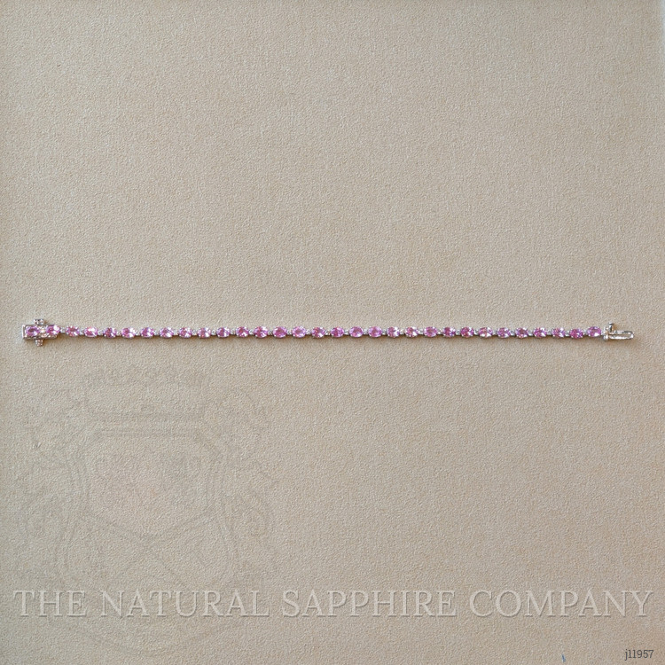 5.64 Ct.Tw. Pink Sapphire and Natural Diamond Tennis/Line Bracelet, 14K White Gold