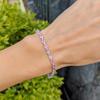 5.64&nbsp;Ct.Tw.Total Carat Weight Pink Sapphire and Natural Diamond Tennis/Line Bracelet, 14K White Gold Life Style