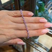 5.64&nbsp;Ct.Tw.Total Carat Weight Pink Sapphire and Natural Diamond Tennis/Line Bracelet, 14K White Gold Life Style