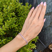 5.64&nbsp;Ct.Tw.Total Carat Weight Pink Sapphire and Natural Diamond Tennis/Line Bracelet, 14K White Gold Life Style