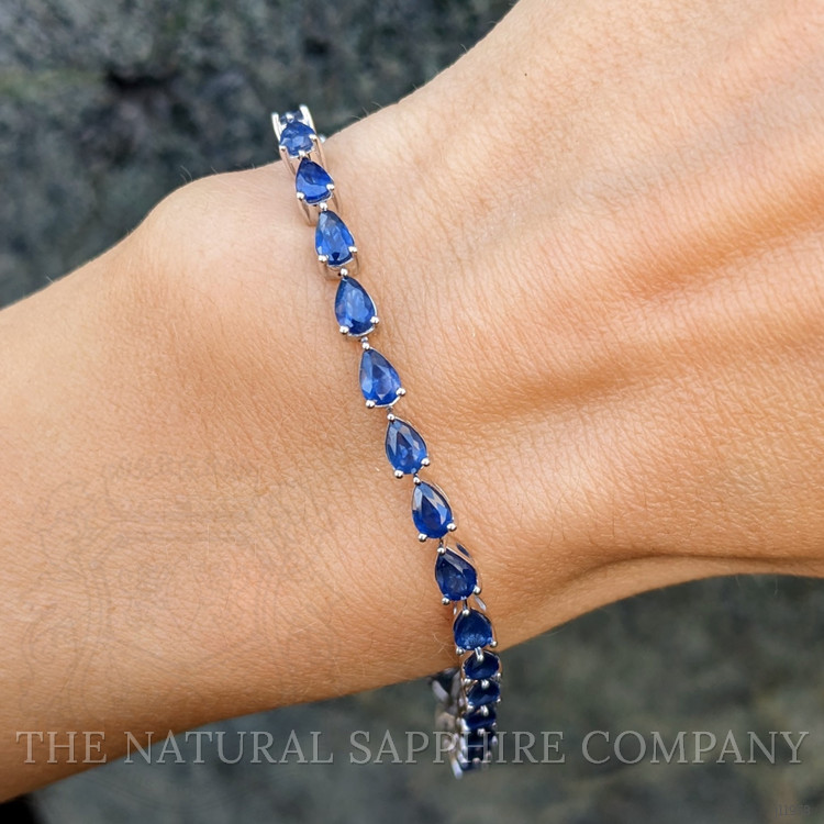 8.18 Ct.Tw. Blue Sapphire Tennis/Line Bracelet, 14K White Gold