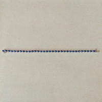 8.18&nbsp;Ct.Tw.Total Carat Weight Blue Sapphire Tennis/Line Bracelet, 14K White Gold Image