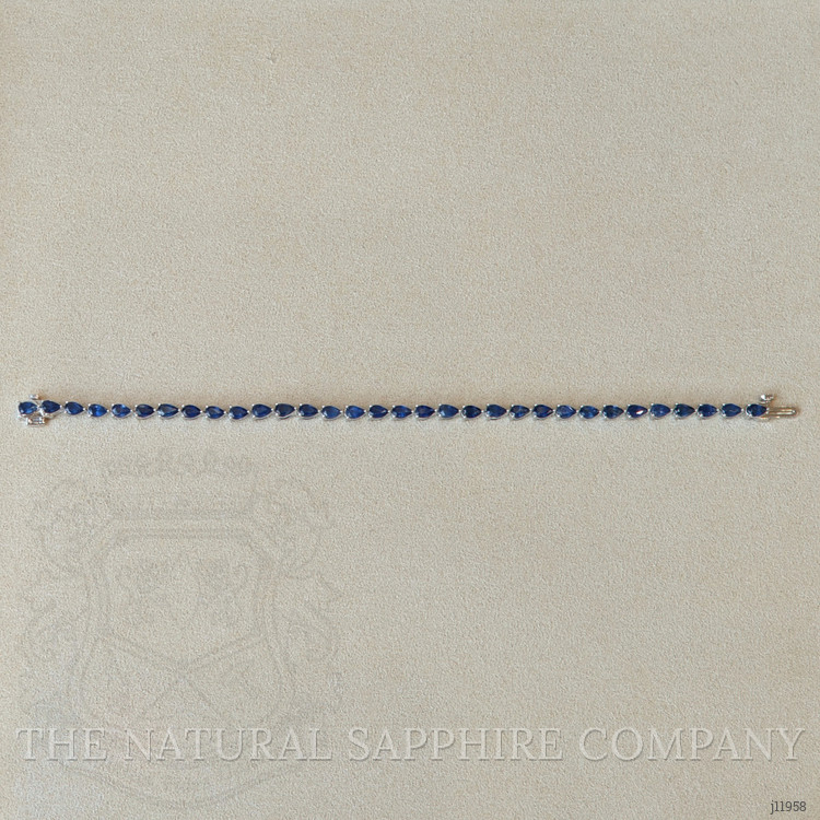 8.18 Ct.Tw. Blue Sapphire Tennis/Line Bracelet, 14K White Gold
