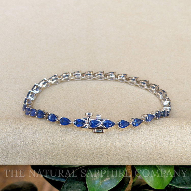 8.18 Ct.Tw. Blue Sapphire Tennis/Line Bracelet, 14K White Gold