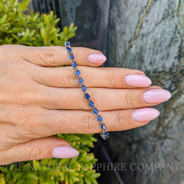 8.18 Ct.Tw. Blue Sapphire Tennis/Line Bracelet, 14K White Gold