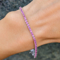 3.47 Ct.Tw. Sapphire 14K White Gold bracelet