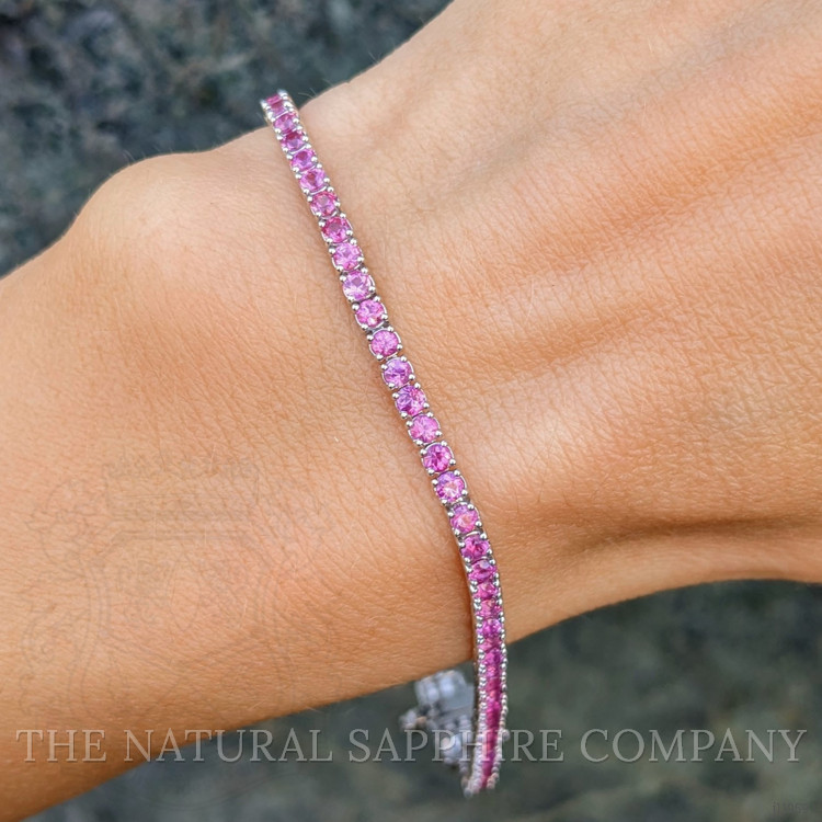 3.47 Ct.Tw. Pink Sapphire Tennis/Line Bracelet, 14K White Gold