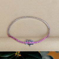 3.47&nbsp;Ct.Tw.Total Carat Weight Pink Sapphire Tennis/Line Bracelet, 14K White Gold Image