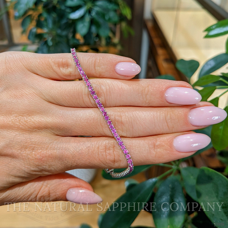 3.47 Ct.Tw. Pink Sapphire Tennis/Line Bracelet, 14K White Gold