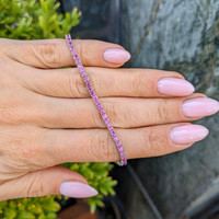 3.47&nbsp;Ct.Tw.Total Carat Weight Pink Sapphire Tennis/Line Bracelet, 14K White Gold Life Style
