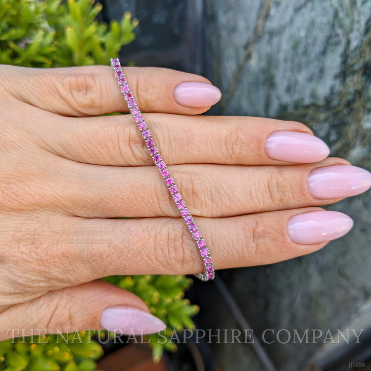 3.47 Ct.Tw. Pink Sapphire Tennis/Line Bracelet, 14K White Gold