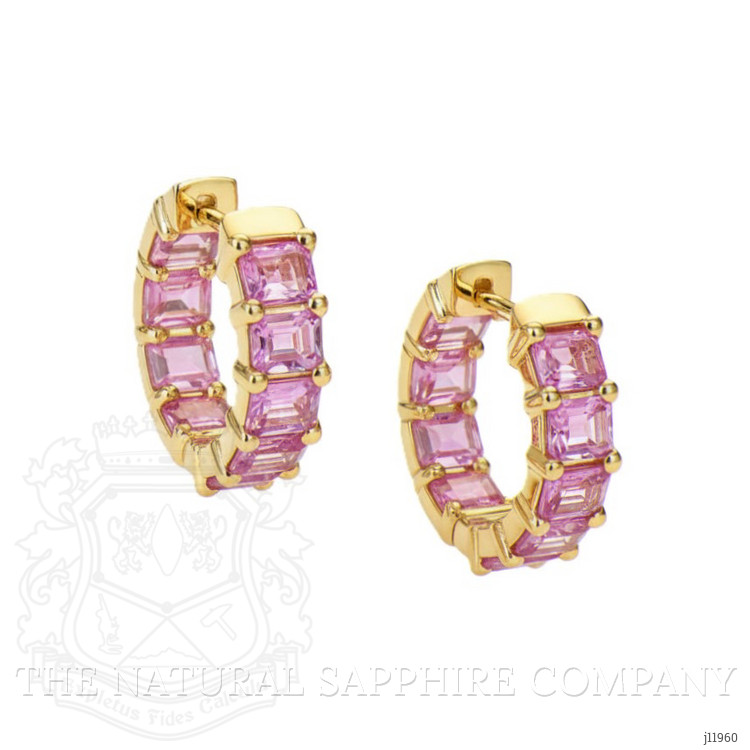 5.40 Ct.Tw. Pink Sapphire Hoops Earrings, 14K Yellow Gold
