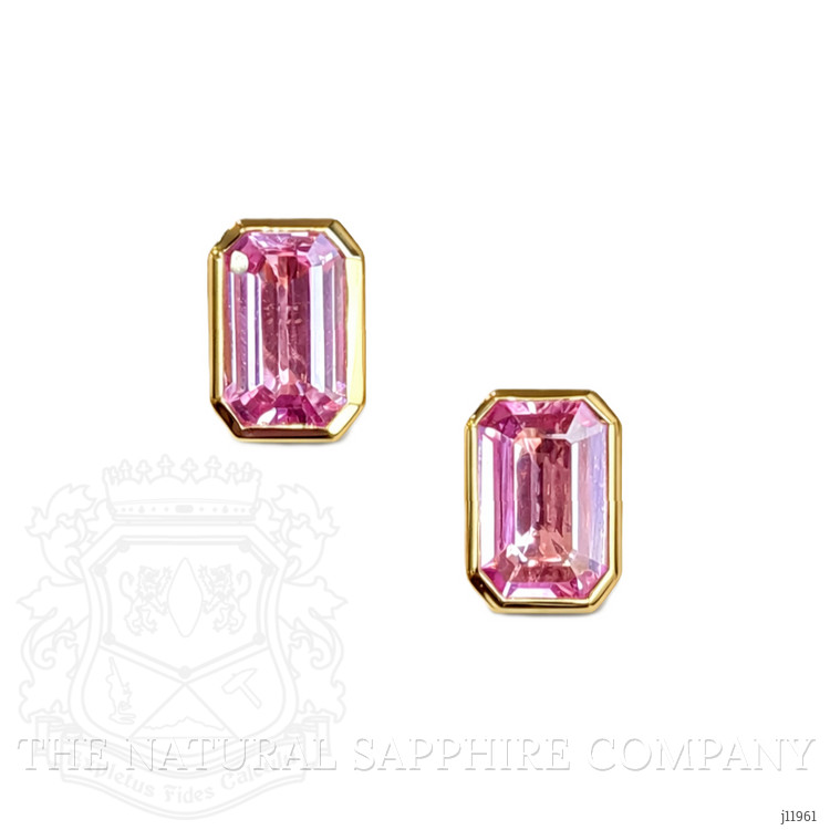 1.09 Ct.Tw. Pink Sapphire Studs Earrings, 14K Yellow Gold
