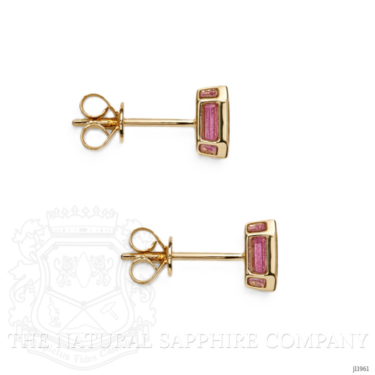 1.09 Ct.Tw. Pink Sapphire Studs Earrings, 14K Yellow Gold