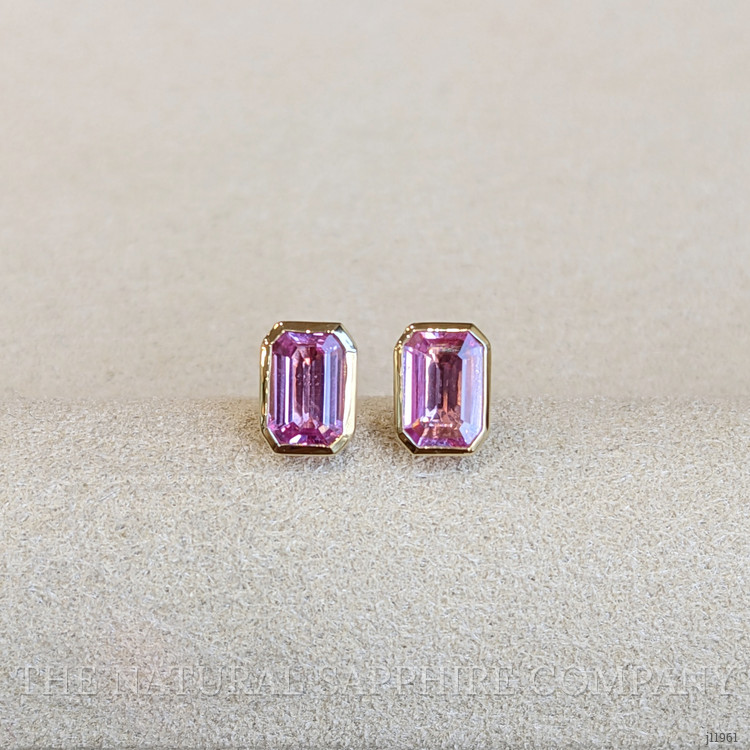 1.09 Ct.Tw. Pink Sapphire Studs Earrings, 14K Yellow Gold
