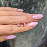 1.09&nbsp;Ct.Tw.Total Carat Weight Pink Sapphire Studs Earrings, 14K Yellow Gold Life Style