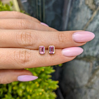 1.09&nbsp;Ct.Tw.Total Carat Weight Pink Sapphire Studs Earrings, 14K Yellow Gold Life Style