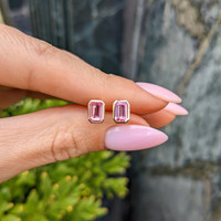 1.09&nbsp;Ct.Tw.Total Carat Weight Pink Sapphire Studs Earrings, 14K Yellow Gold Life Style