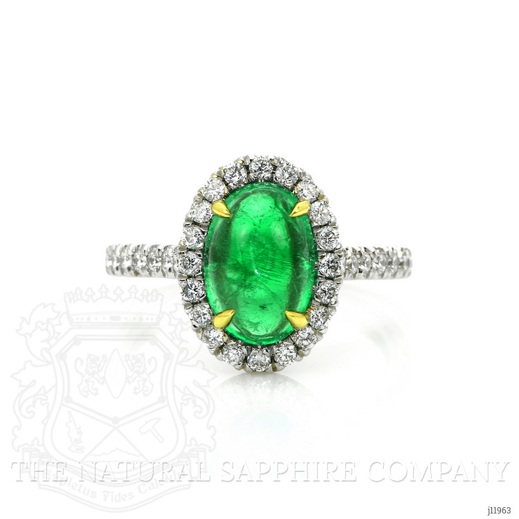 2.47 Ct. Emerald and Natural Diamond Pave Ring, 18K White & Yellow
