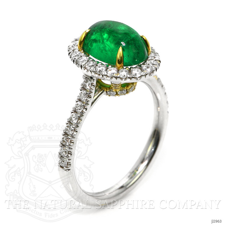 2.47 Ct. Emerald and Natural Diamond Pave Ring, 18K White & Yellow