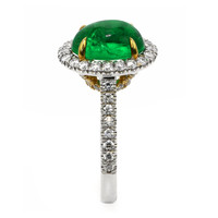 2.47 Ct. Emerald and Natural Diamond Pave Ring, 18K White & Yellow Image