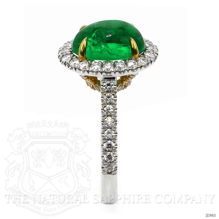 2.47 Ct. Emerald and Natural Diamond Pave Ring, 18K White & Yellow