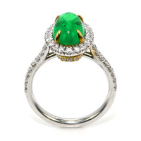 2.47 Ct. Emerald and Natural Diamond Pave Ring, 18K White & Yellow Image