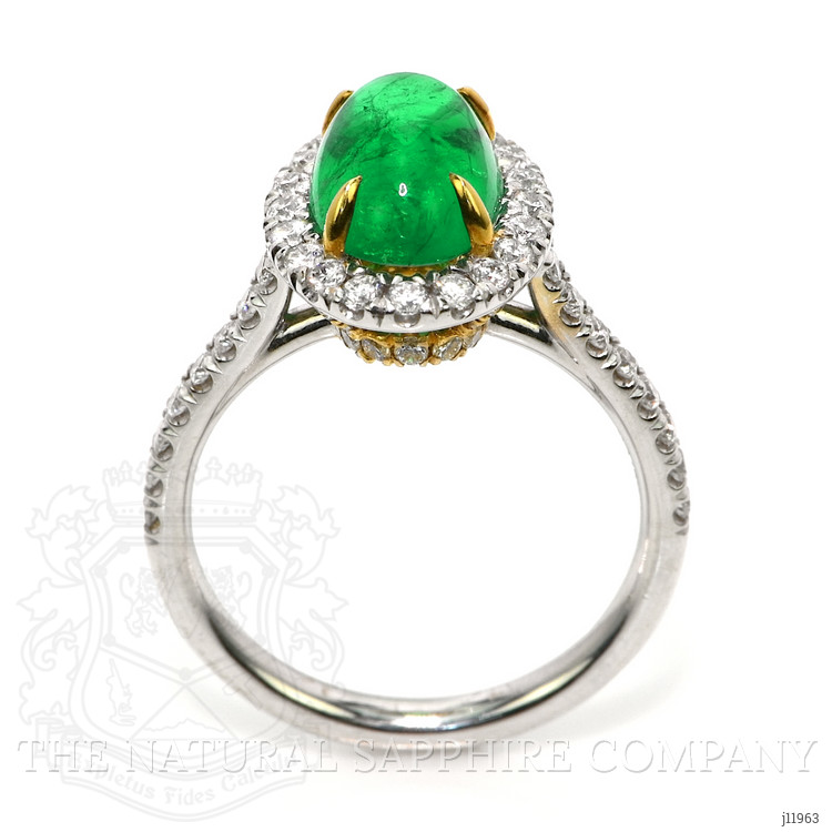 2.47 Ct. Emerald and Natural Diamond Pave Ring, 18K White & Yellow