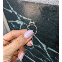 2.47 Ct. Emerald and Natural Diamond Pave Ring, 18K White & Yellow Life Style