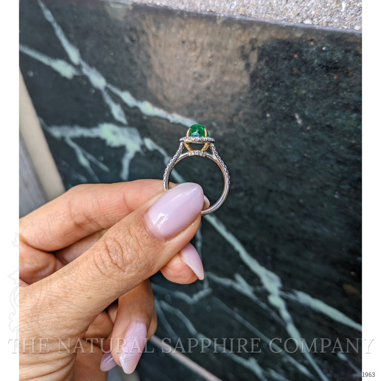 2.47 Ct. Emerald and Natural Diamond Pave Ring, 18K White & Yellow