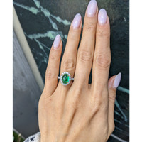 2.47 Ct. Emerald and Natural Diamond Pave Ring, 18K White & Yellow Life Style