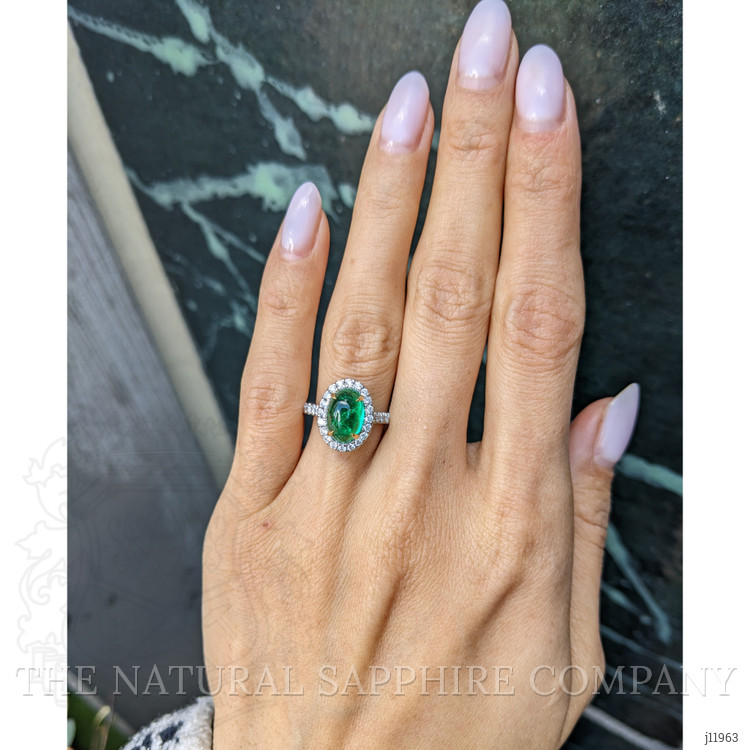 2.47 Ct. Emerald and Natural Diamond Pave Ring, 18K White & Yellow