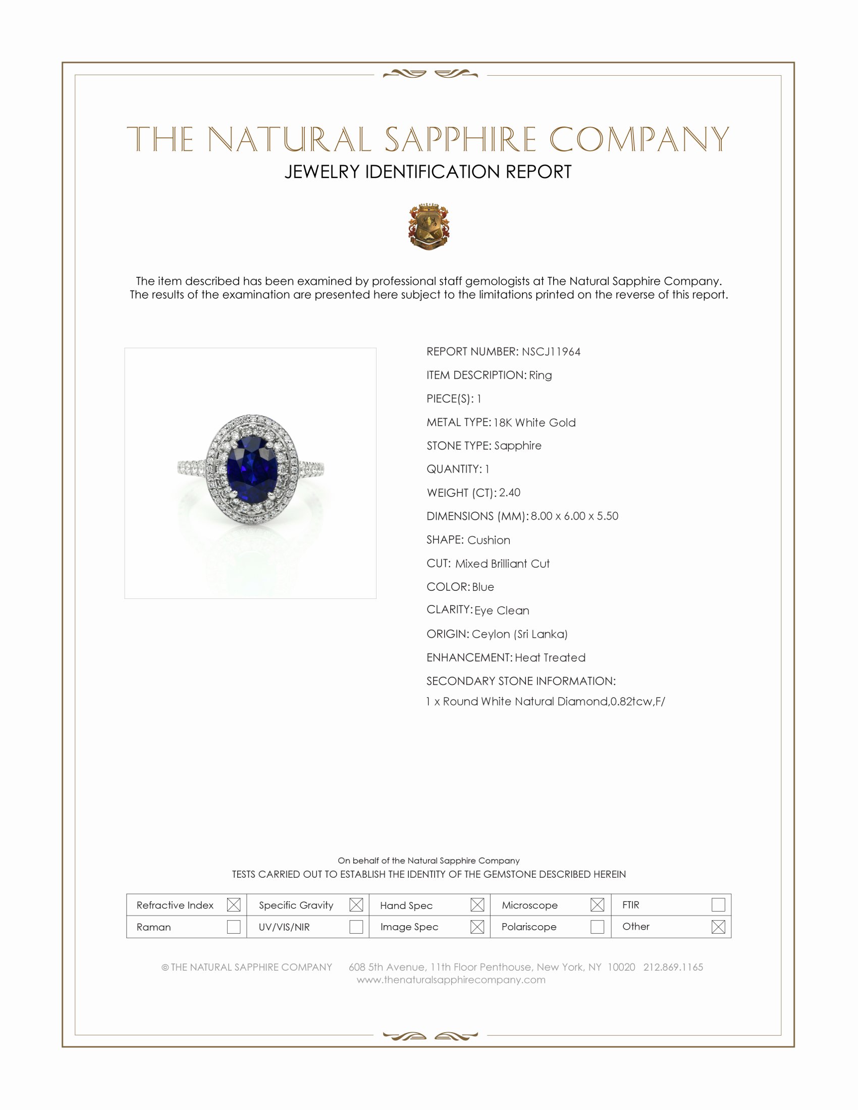 2.40 Ct. Blue Sapphire and Natural Diamond Pave Ring, 18K White Gold