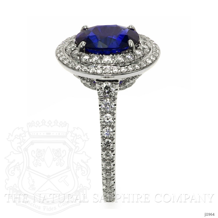 2.40 Ct. Blue Sapphire and Natural Diamond Pave Ring, 18K White Gold