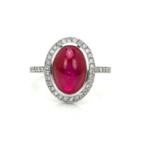4.57 Ct. Ruby and Natural Diamond Pave Ring, Platinum 950 Video