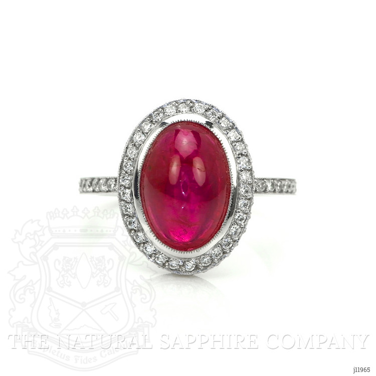 4.57 Ct. Ruby and Natural Diamond Pave Ring, Platinum 950